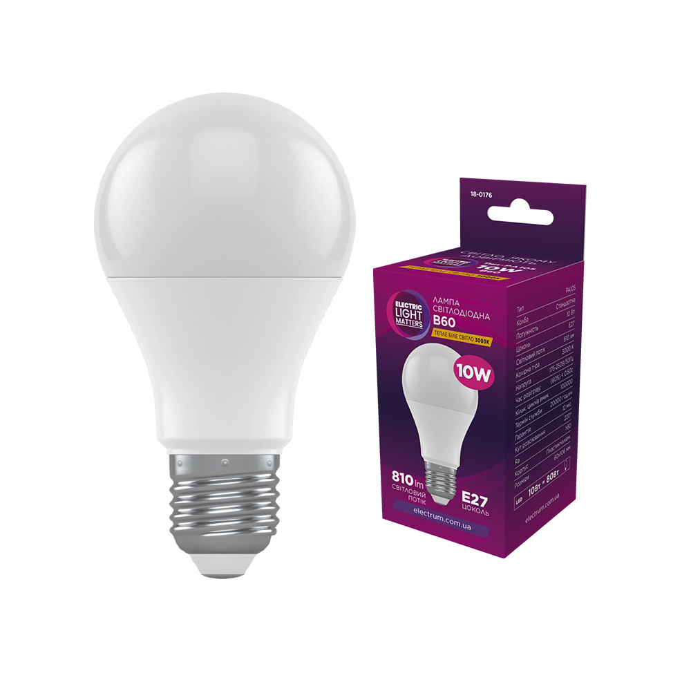 Лампа ELM Led B60 10W PA10S E27 3000